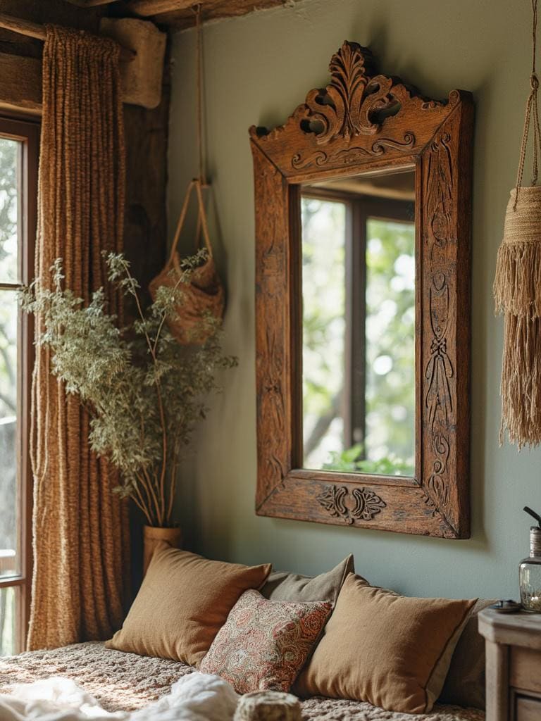 19 Boho Decor Bedroom Ideas That Will Make You Redecorate Tonight 33 Boho Decor Bedroom Ideas - Mirror with Soul: Ditch the basic rectangle