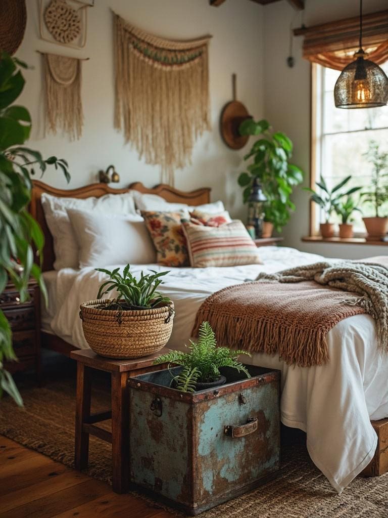 19 Boho Decor Bedroom Ideas That Will Make You Redecorate Tonight 36 Boho Decor Bedroom Ideas - Mismatched Bedside Tables: Quirky Charm