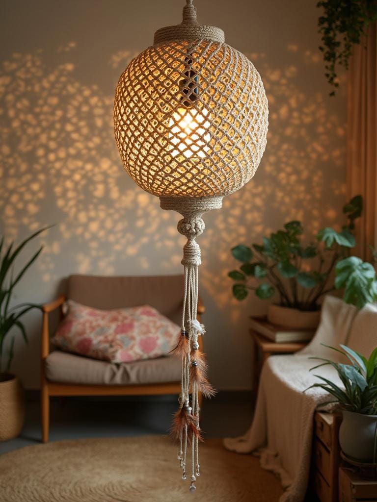 19 Boho Decor Bedroom Ideas That Will Make You Redecorate Tonight 15 Boho Decor Bedroom Ideas - Macramé Hanging Light
