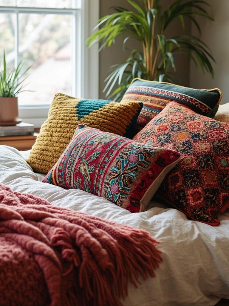 19 Boho Decor Bedroom Ideas That Will Make You Redecorate Tonight 17 Boho Decor Bedroom Ideas - Throw Pillow Party