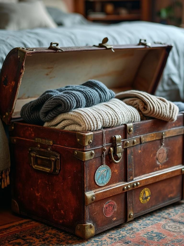 21 Vintage Decor for Bedroom Ideas That Are Straight Out of a Dream (Boho Bliss Inside!) 24 Vintage Decor for Bedroom Ideas - Travel Trunk Treasure