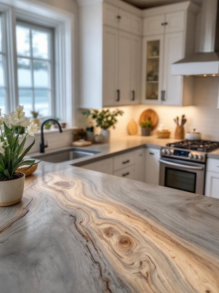 17 Coastal Kitchen Designs That Feel Like a Deep Breath of Ocean Breeze 16 Coastal Kitchen Designs - Countertops Telling Beach Tales