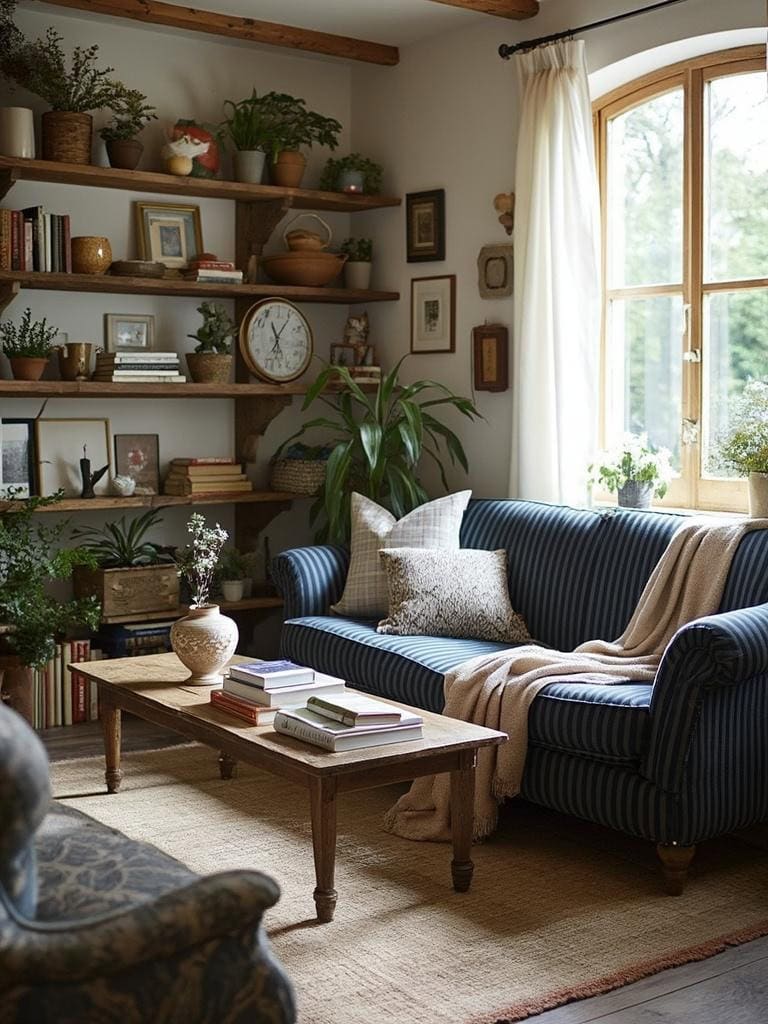 French English Cottage Living Room - Ticking Stripe: The Quiet Superstar