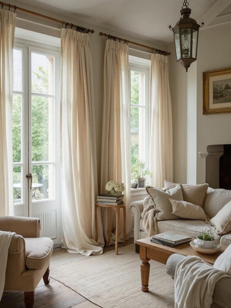 French English Cottage Living Room - Curtains That Float and Flutter