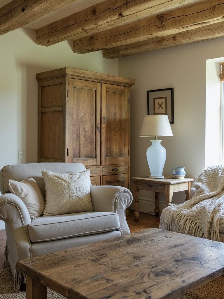 French English Cottage Living Room - Weathered Wood