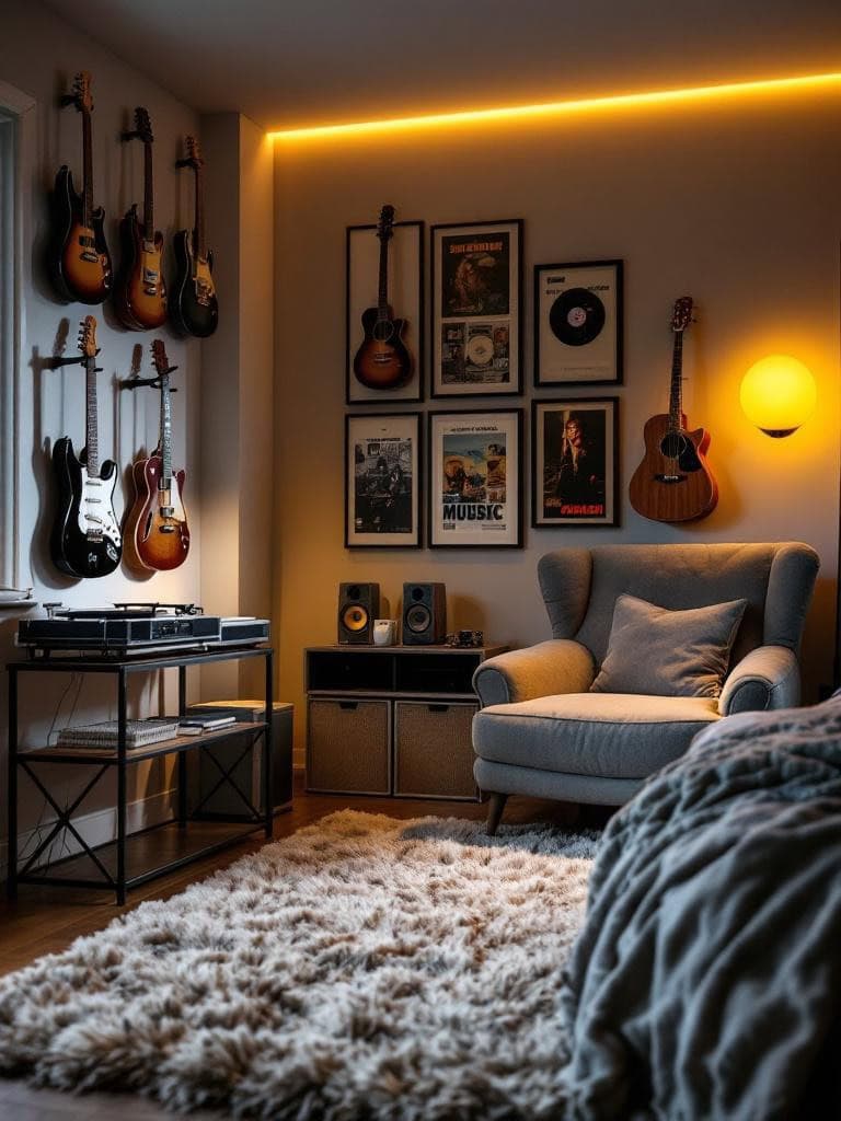 Mens Bedroom Ideas - The Soundtrack Room