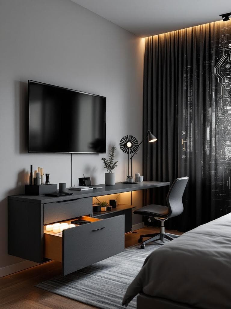 Mens Bedroom Ideas - The Tech-Integrated Pad