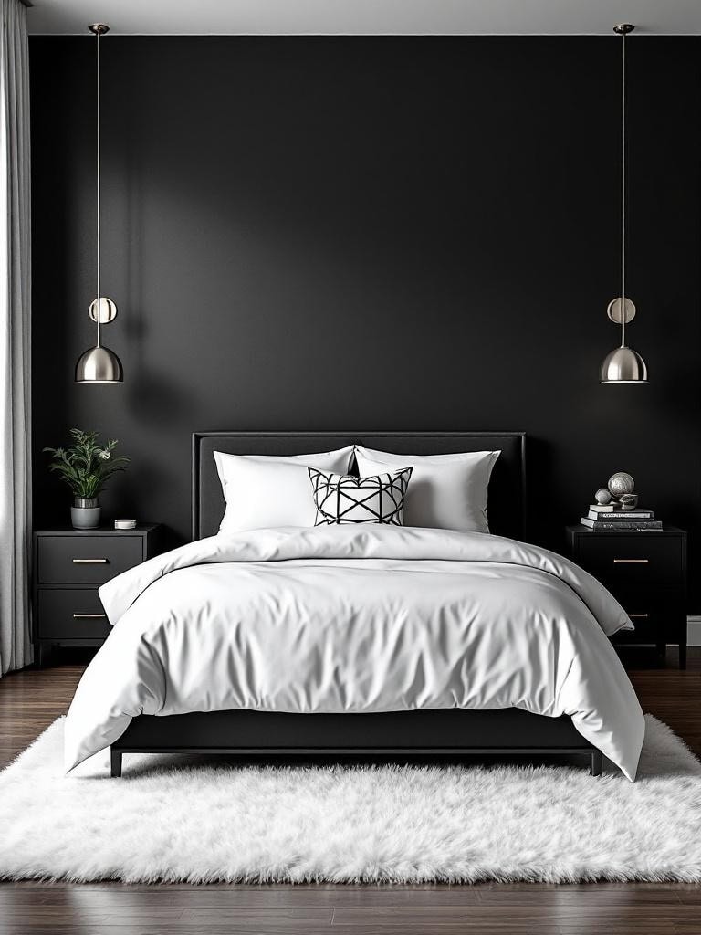 Mens Bedroom Ideas - Bold Black and White
