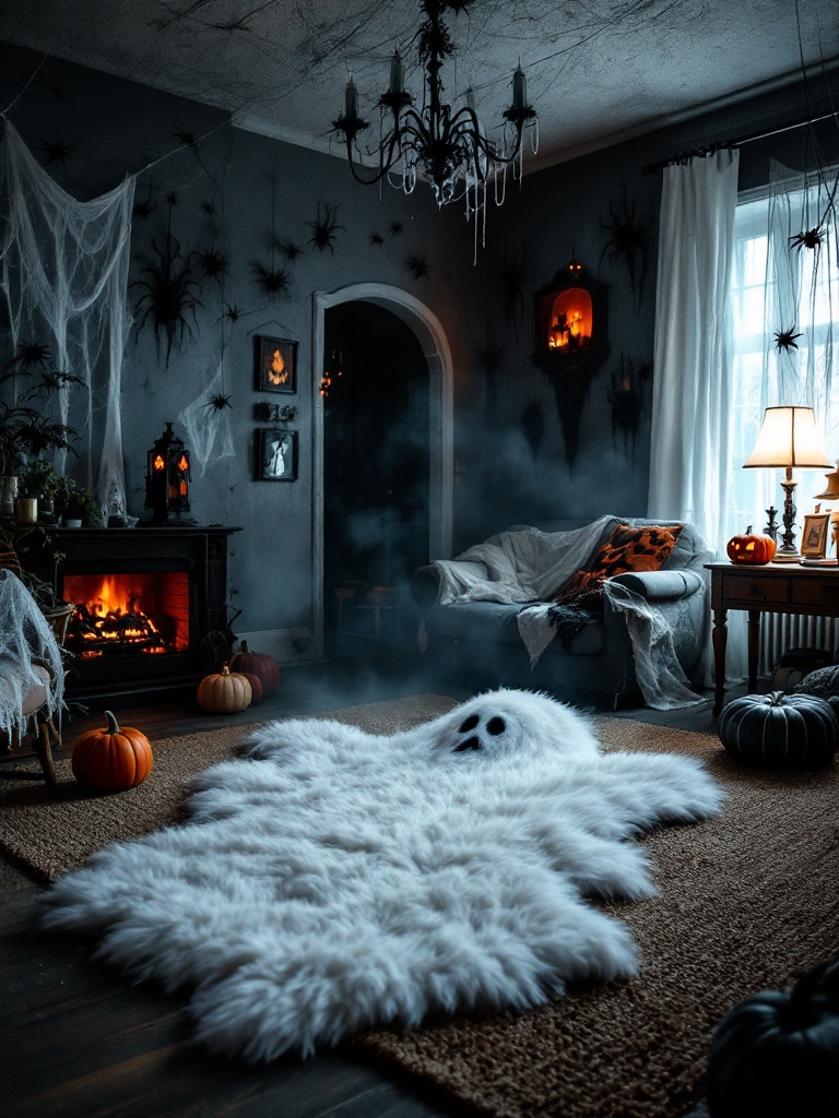 Halloween Living Room Decor Ideas - Ghostly Floor Rug