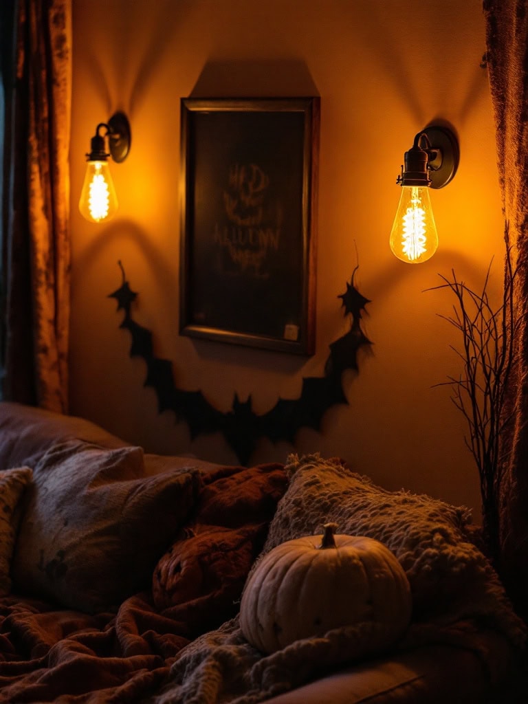 Halloween Living Room Decor Ideas - Moody Edison Bulbs