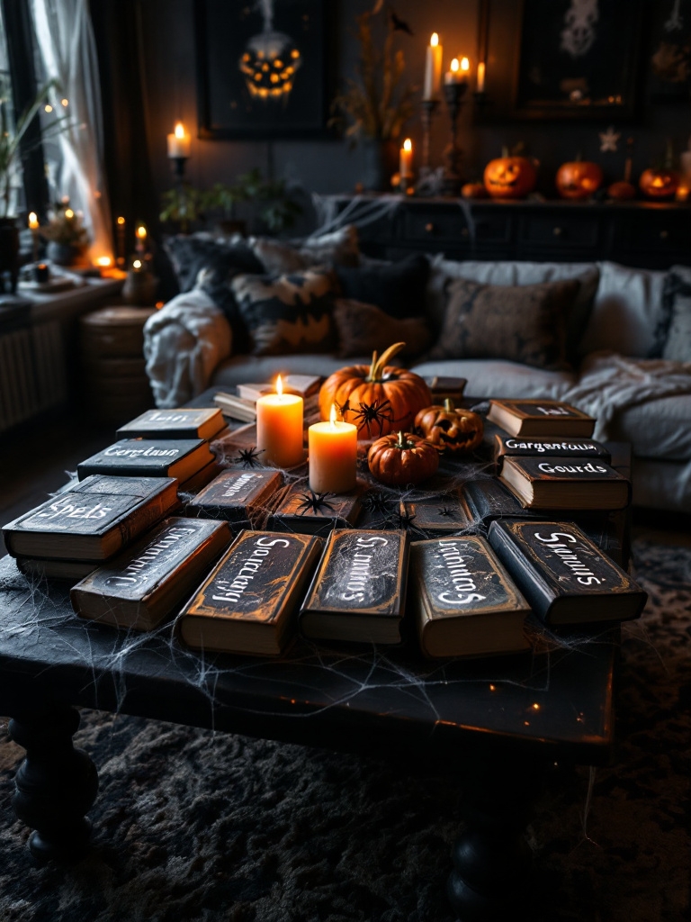 Halloween Living Room Decor Ideas - Book Cover Spells