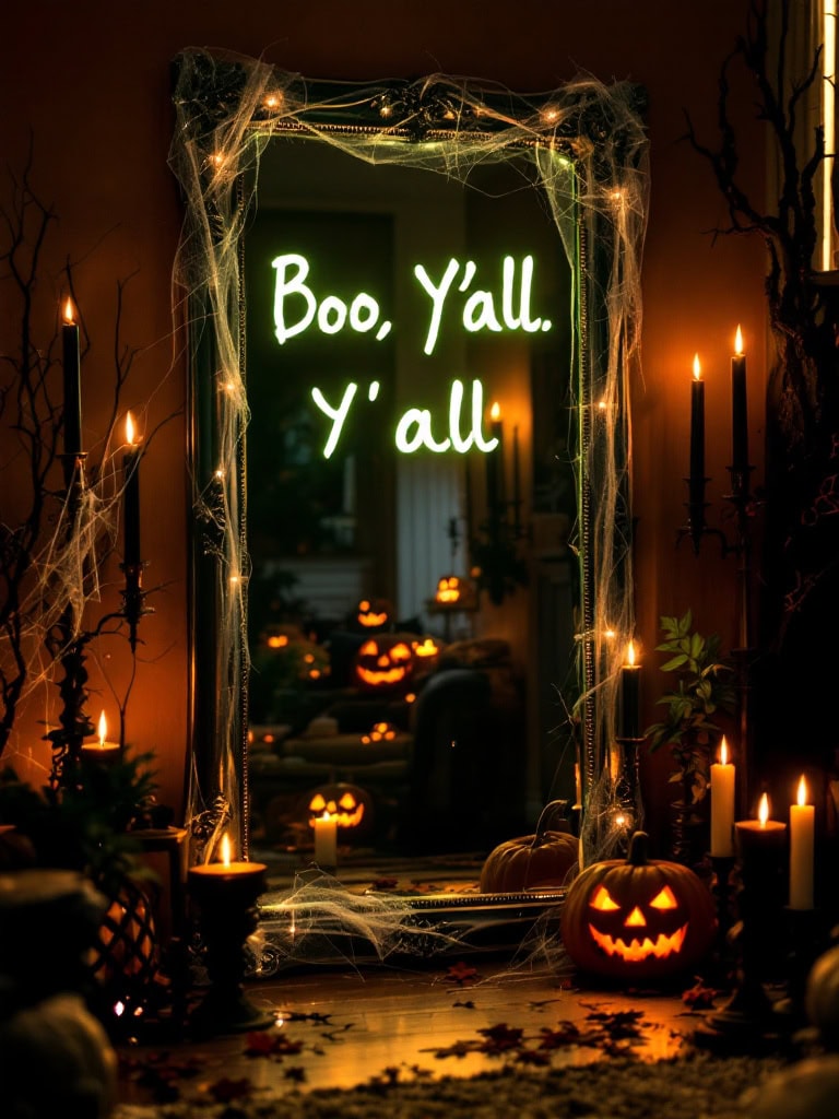 Halloween Living Room Decor Ideas - Mirror Message
