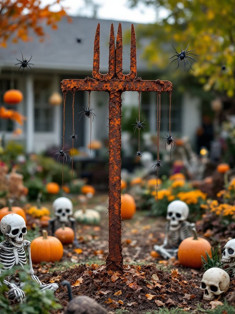 17+ Last-Minute Outdoor Halloween Decor Ideas - Spook-tacularly Simple! 29 Outdoor Halloween Decor Ideas - Plant a Rusted Fork and Call It a Relic