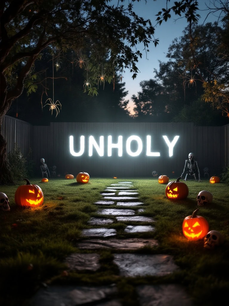17+ Last-Minute Outdoor Halloween Decor Ideas - Spook-tacularly Simple! 30 Outdoor Halloween Decor Ideas - Write a Warning in Light