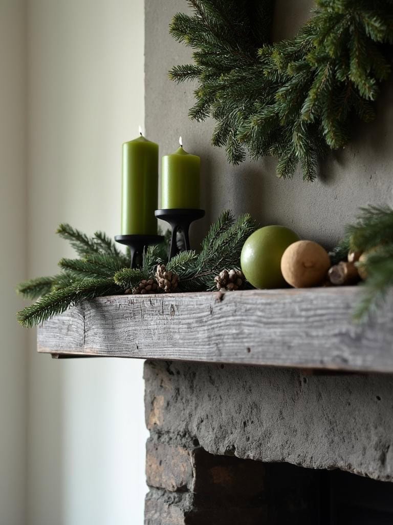 Winter Mantel Magic: 17 Stunning Scapes Sans Christmas Decor (Seriously, You'll Love This) 26 Winter Mantel Magic Christmas Decor - Black and Wood Contrast