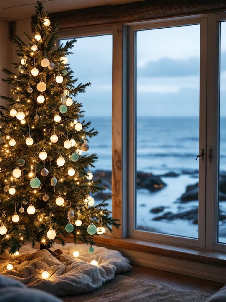 Your Beach House Christmas Tree Shouldn't Look Like a Winter Postcard (19 Real Ideas) 27 Beach House Christmas Tree Decor - Seaglass Ornaments That Glow Softly