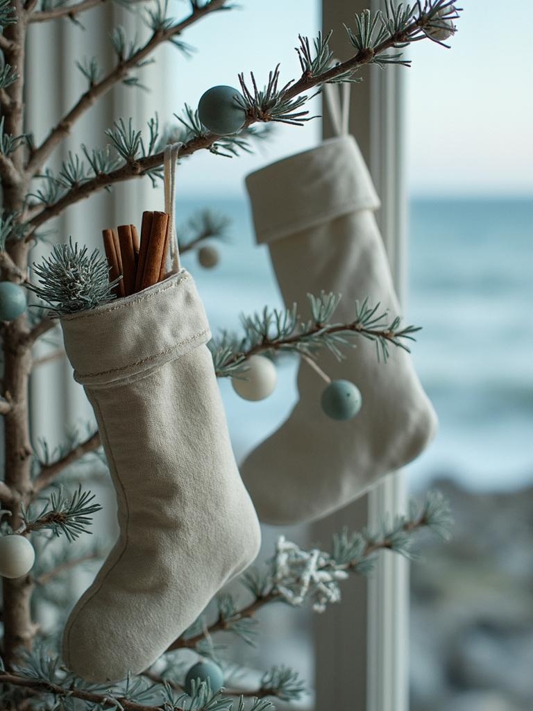 Your Beach House Christmas Tree Shouldn't Look Like a Winter Postcard (19 Real Ideas) 31 Beach House Christmas Tree Decor - Linen Stockings Hiding in the Branches