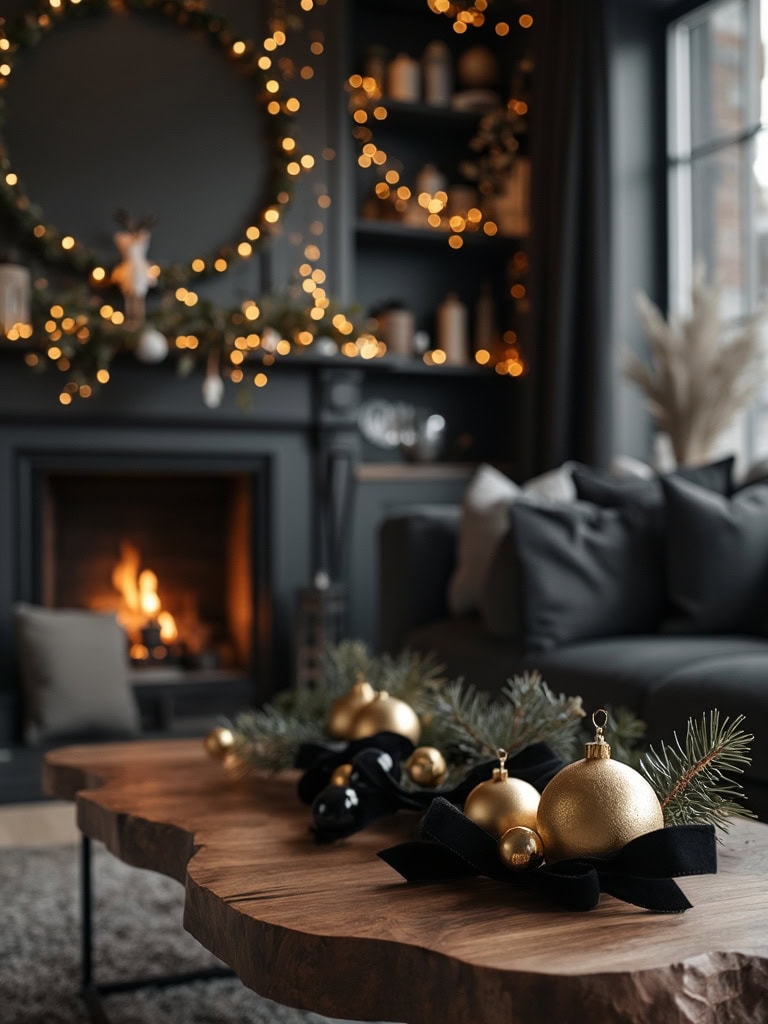 Christmas Color Trends 2025: Designer-Approved Palettes for a Luxe Holiday (Save Before They Sell Out!) 13 Christmas Color Trends 2025 - Matte Black and Gilded Walnut