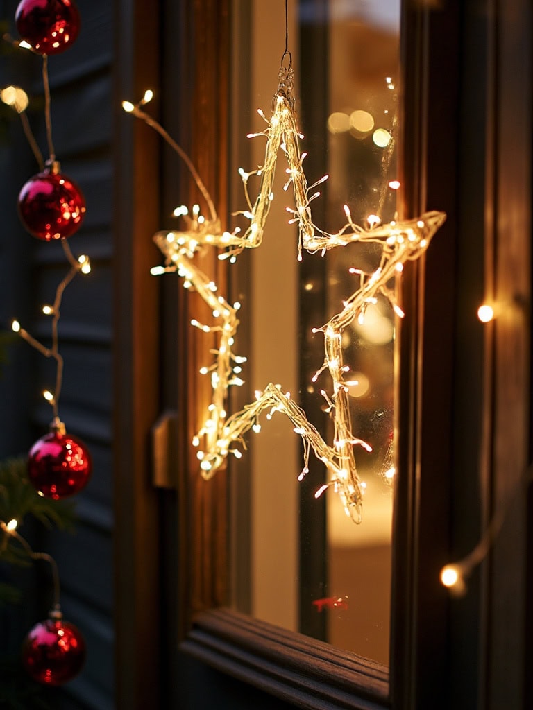 Christmas Door Decoration Ideas - Coat-Hanger Star That Actually Shines