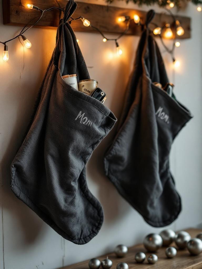 21 Effortless Moody Christmas Decor Ideas: Luxury Without the Stress 25 Moody Christmas Decor Ideas - Tea towels for stockings
