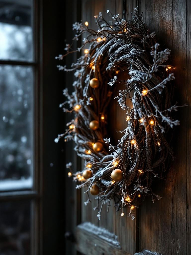 21 Effortless Moody Christmas Decor Ideas: Luxury Without the Stress 24 Moody Christmas Decor Ideas - Wreath made from grapevines
