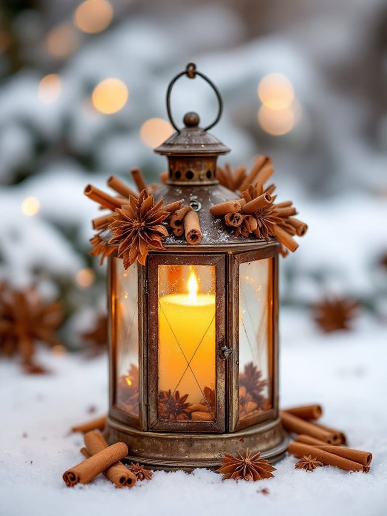 Outdoor Christmas Lantern Ideas - Cinnamon Stick Glow