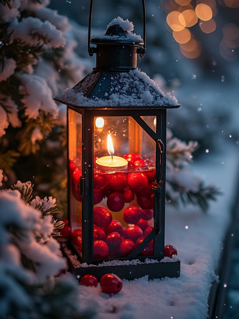 Outdoor Christmas Lantern Ideas - Cranberry Float