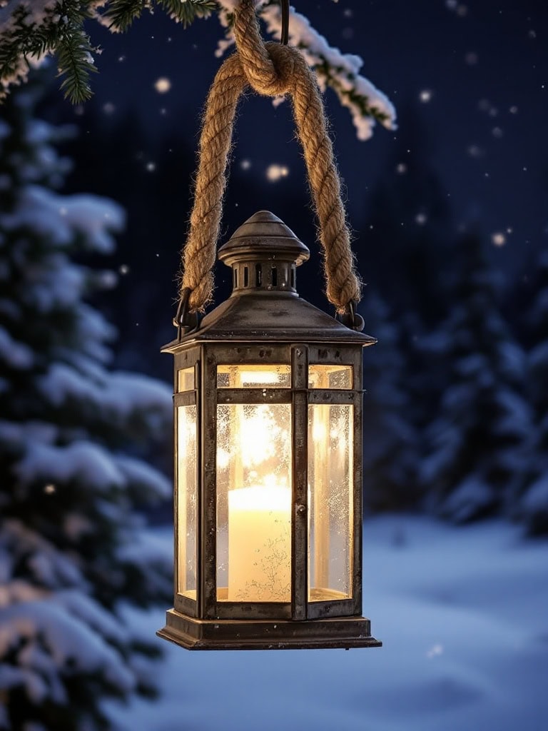 Outdoor Christmas Lantern Ideas - Rope Handle