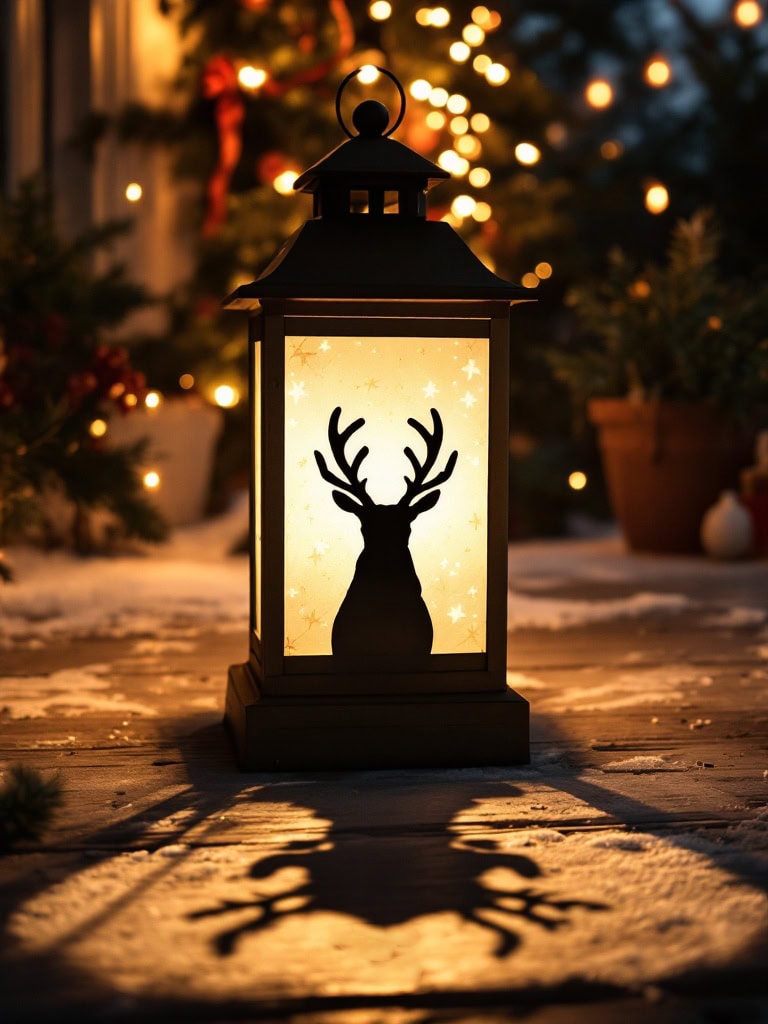 Outdoor Christmas Lantern Ideas - Shadow Rudolph