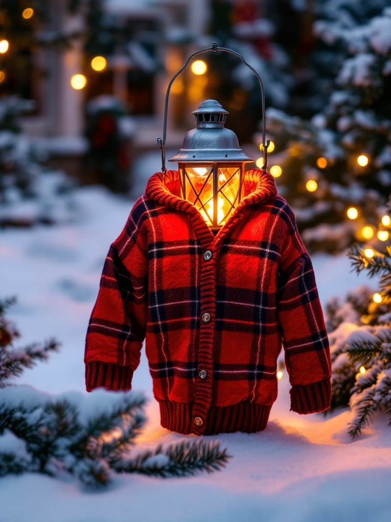 Outdoor Christmas Lantern Ideas - Flannel Sweater
