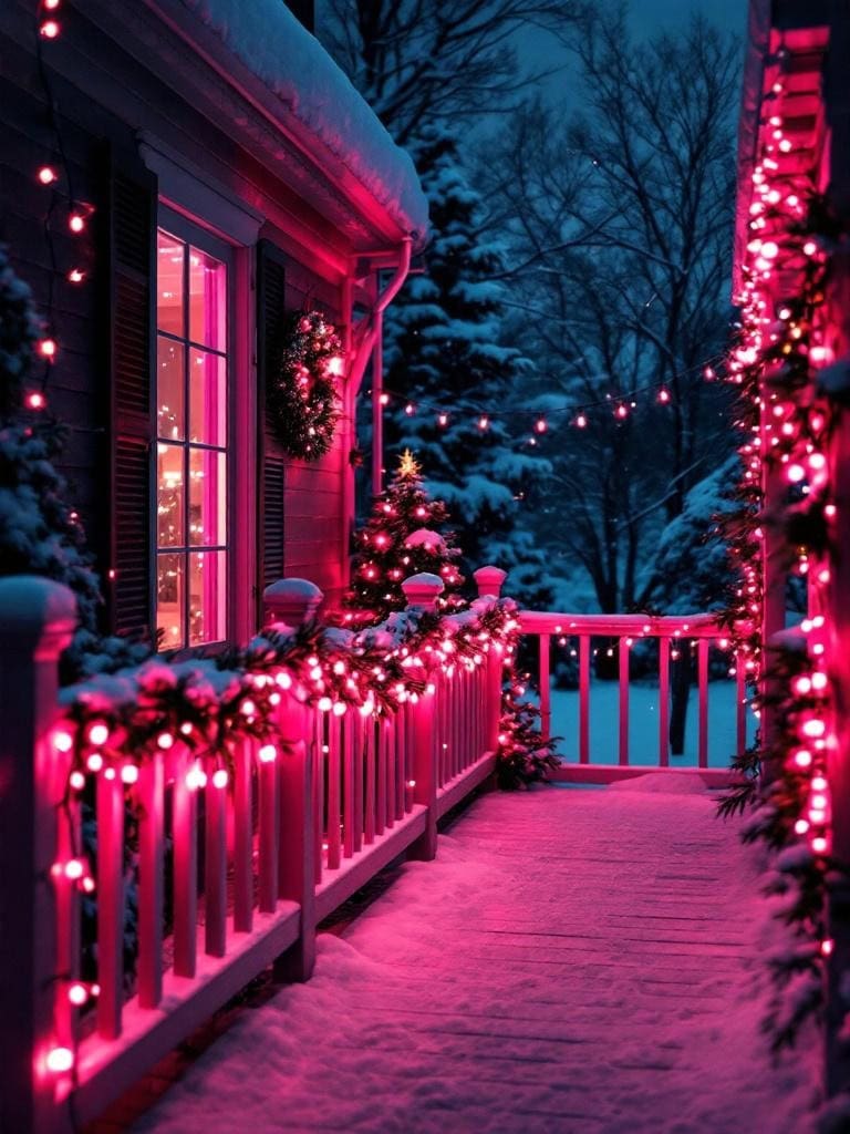 Pink Winter Home Decor Ideas - Porch Lights the Neighbors Have Feelings About