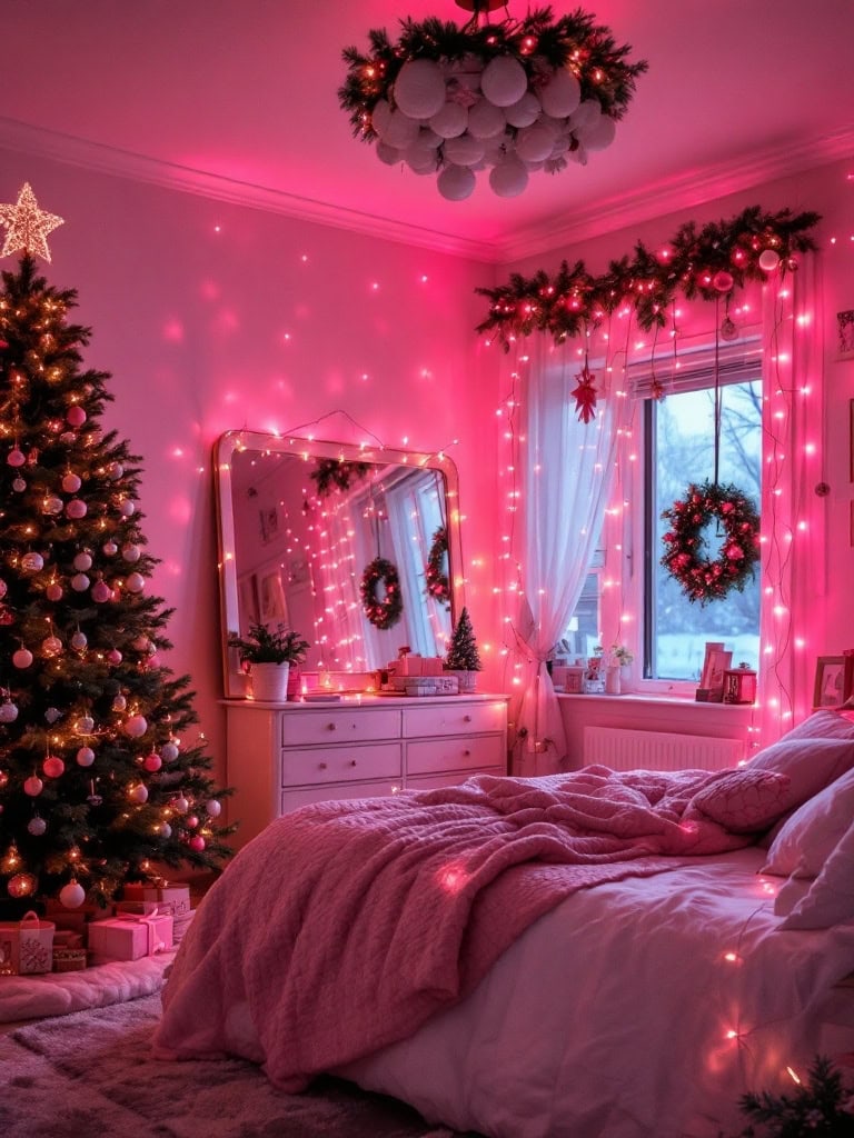 Pink Winter Home Decor Ideas - String Lights That Make Everyone Look Good