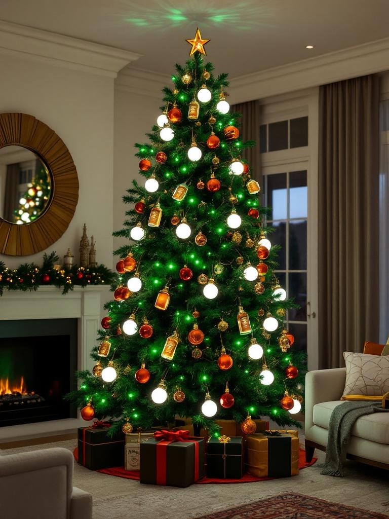 21 Ralph Lauren Christmas Tree Decor Ideas for a Luxe Holiday 34 Ralph Lauren Christmas Tree Decor - Whiskey Bottle Light Reflectors