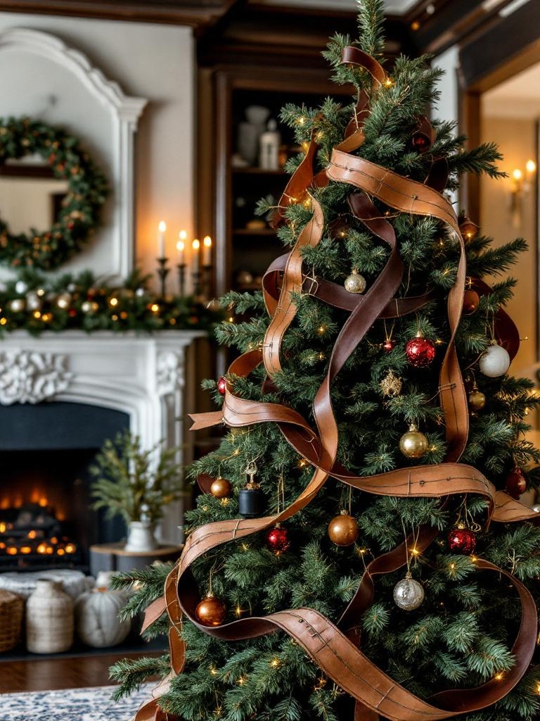 21 Ralph Lauren Christmas Tree Decor Ideas for a Luxe Holiday 16 Ralph Lauren Christmas Tree Decor - Leather Belt Garland