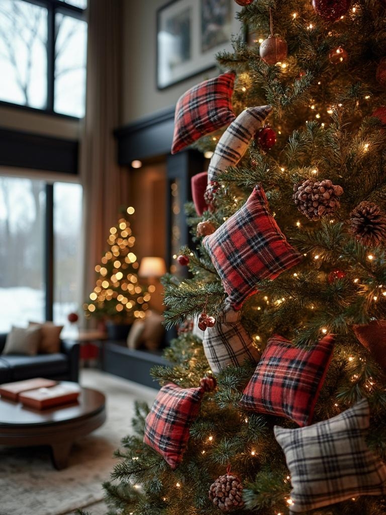 21 Ralph Lauren Christmas Tree Decor Ideas for a Luxe Holiday 17 Ralph Lauren Christmas Tree Decor - Plaid Flannel Ornaments