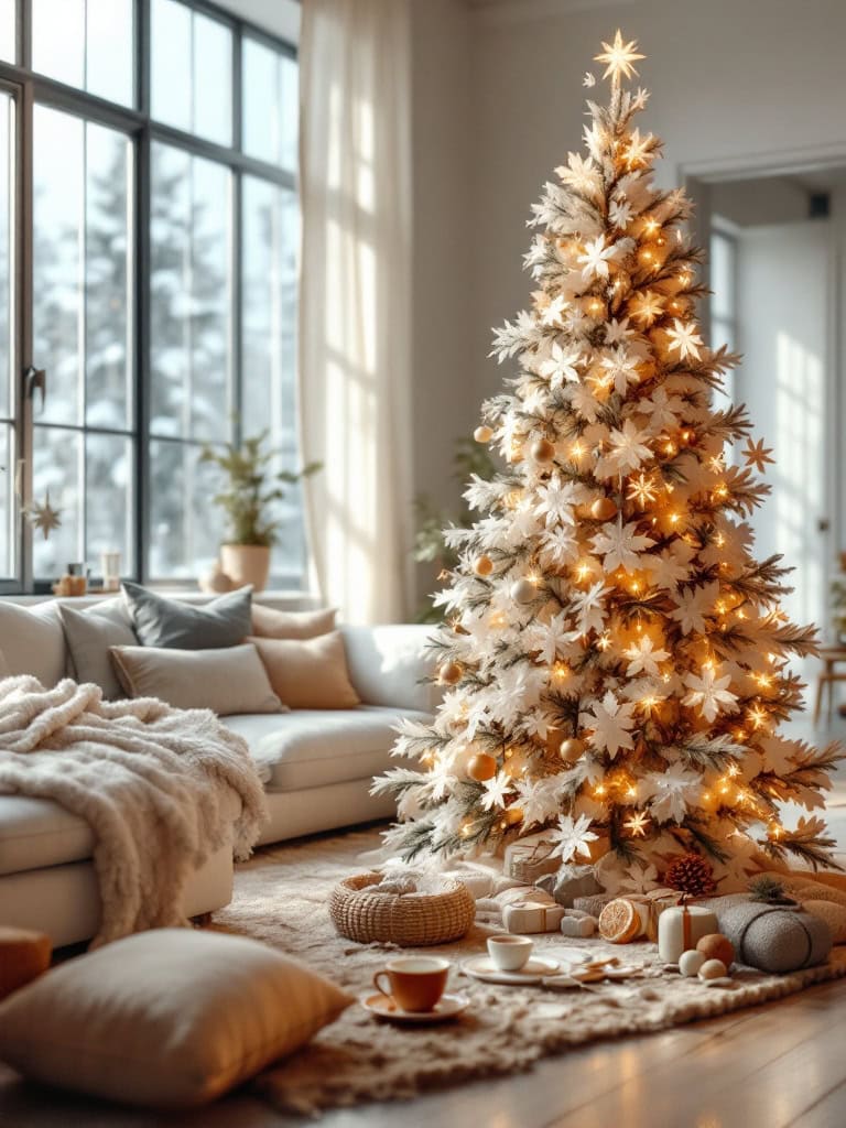 White Christmas Tree Decor Ideas - Ski-Lodge Espresso