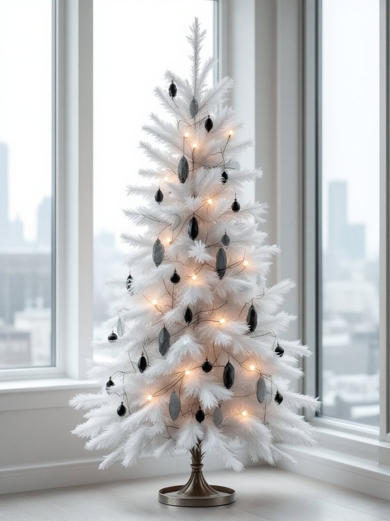White Christmas Tree Decor Ideas - Mineral Mist and Forged Iron