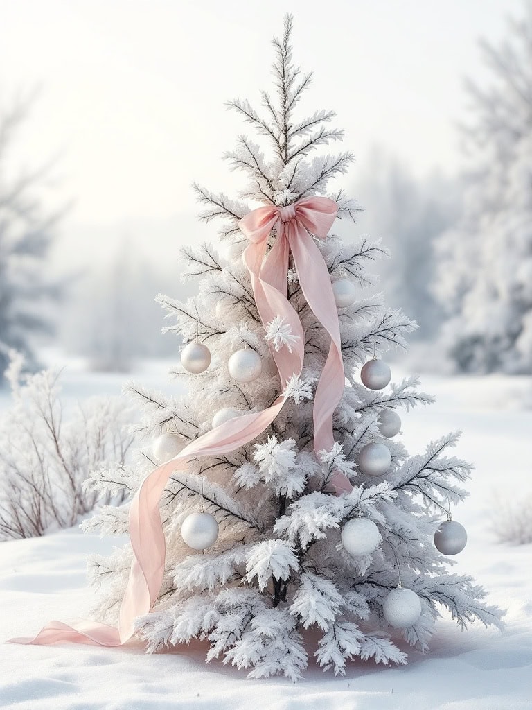 White Christmas Tree Decor Ideas - Frostbitten Blush