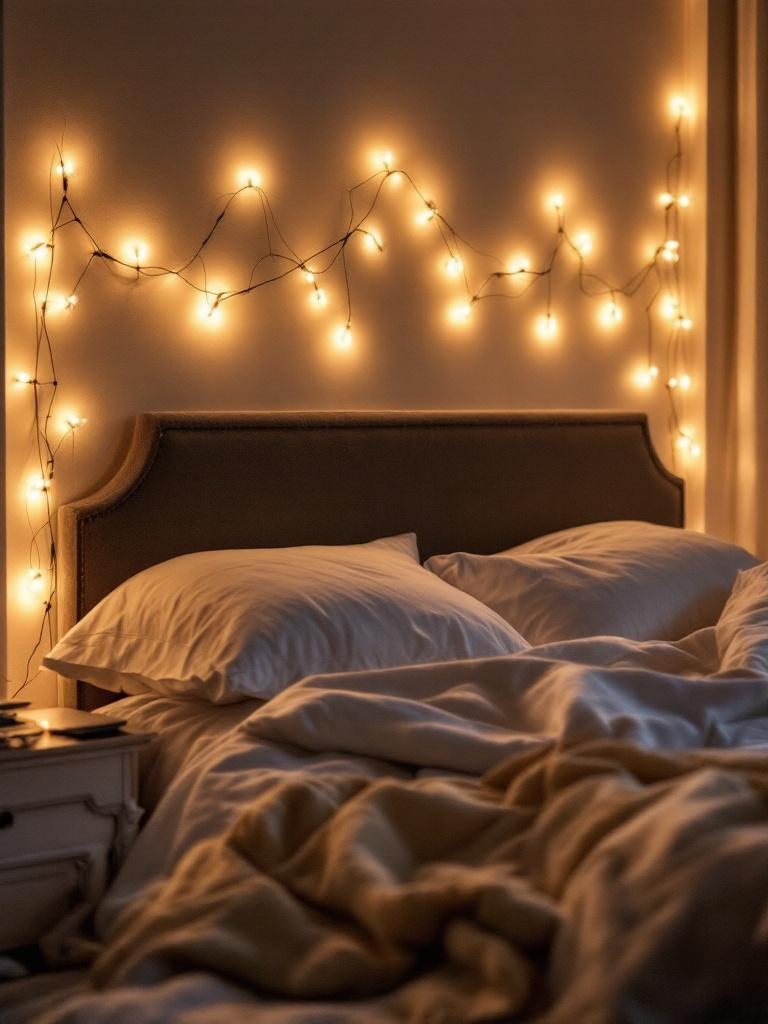 Layer Fairy Lights Behind Your headboard