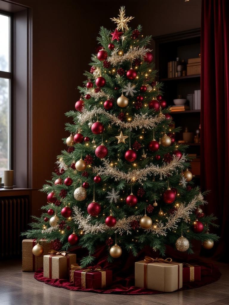 19 Stunning Burgundy Christmas Decor Inspirations For A Cozy Holiday 10 Burgundy Christmas Decor Inspirations - Luxurious Tree Theme