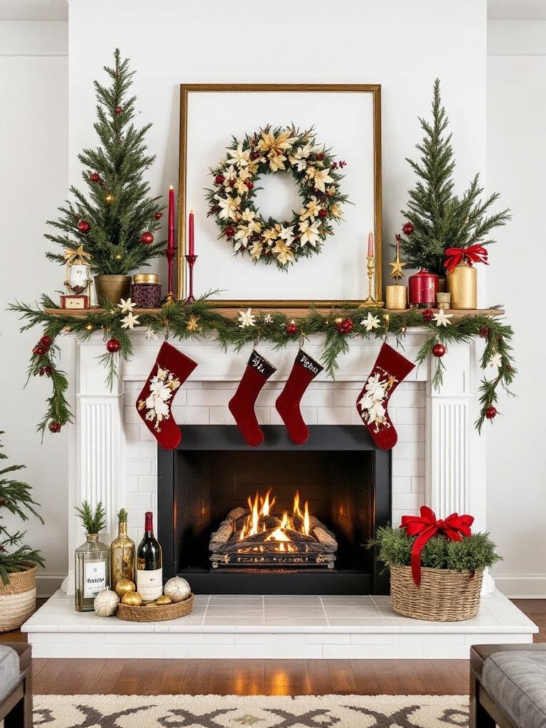 19 Stunning Burgundy Christmas Decor Inspirations For A Cozy Holiday 12 Christmas Decor Inspirations - Burgundy and Gold Mantel Display