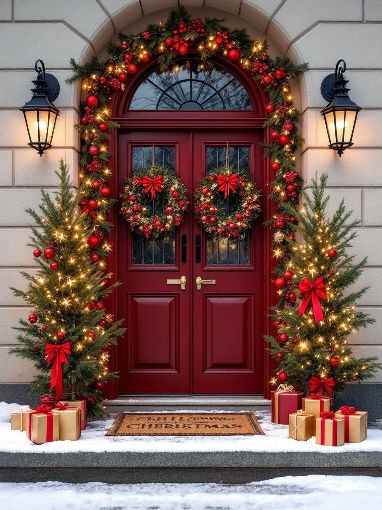 19 Stunning Burgundy Christmas Decor Inspirations For A Cozy Holiday 14 Burgundy Christmas Decor Inspirations - Front Door Welcome