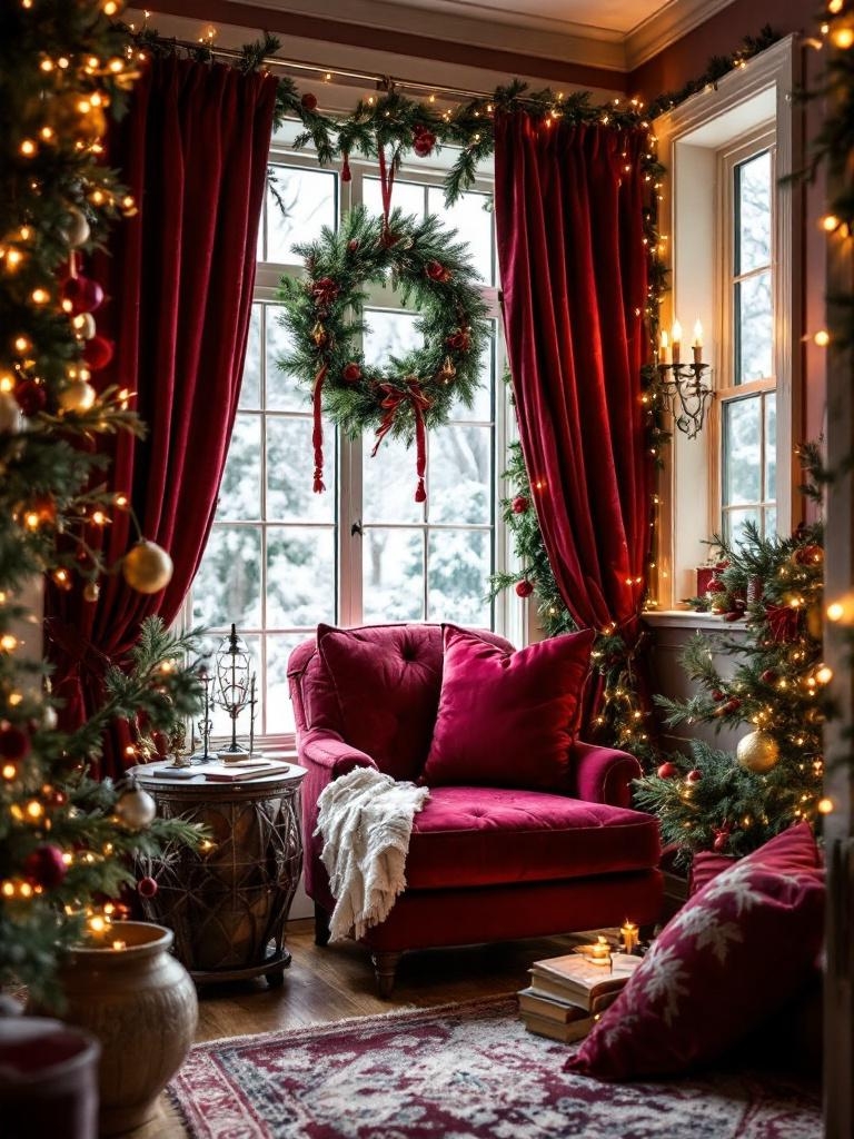 19 Stunning Burgundy Christmas Decor Inspirations For A Cozy Holiday 15 Burgundy Christmas Decor Inspirations - Cozy Reading Nook