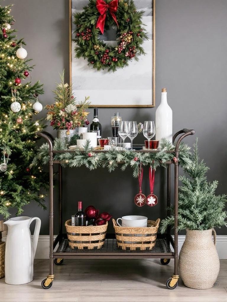 19 Stunning Burgundy Christmas Decor Inspirations For A Cozy Holiday 16 Burgundy Christmas Decor Inspirations - Bar Cart Styling