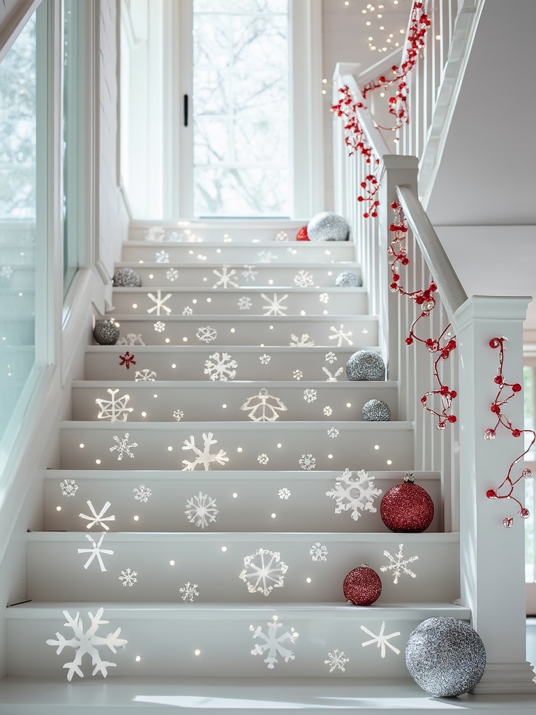 19 Dollar Tree Christmas Decor Hacks Under $1 (You'll Want ALL 19!) 29 Christmas Village Decor Ideas Stair Riser Snowflakes