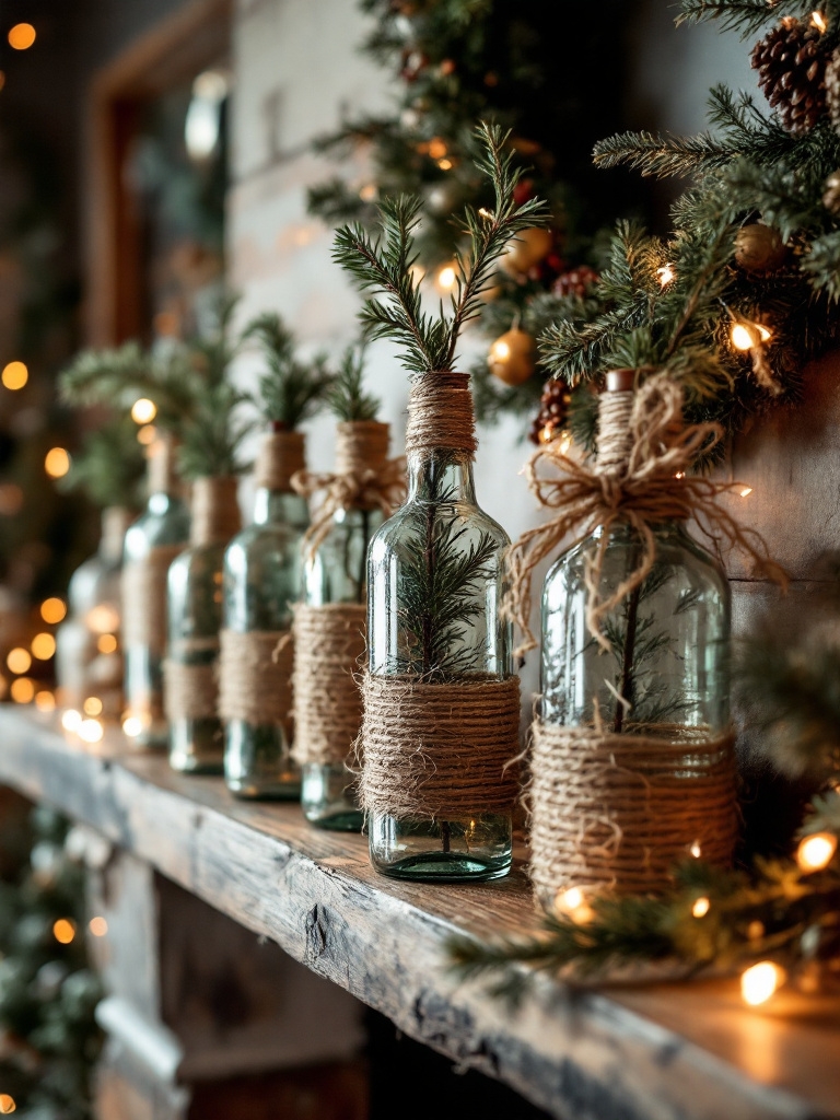 19 Dollar Tree Christmas Decor Hacks Under $1 (You'll Want ALL 19!) 17 Christmas Village Decor Ideas Twine Bottles for Rustic Charm