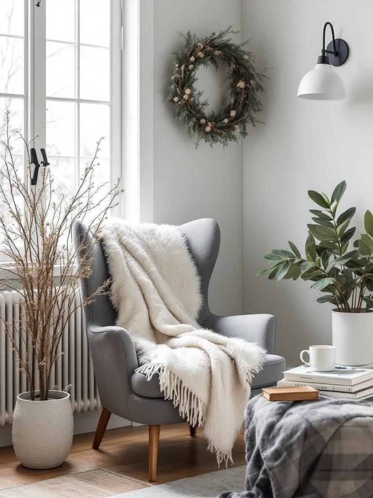 12 Minimalist Winter Decor Ideas for a Clutter-Free Cozy Space 20 Create a Hygge Nook, Not a Theme Park