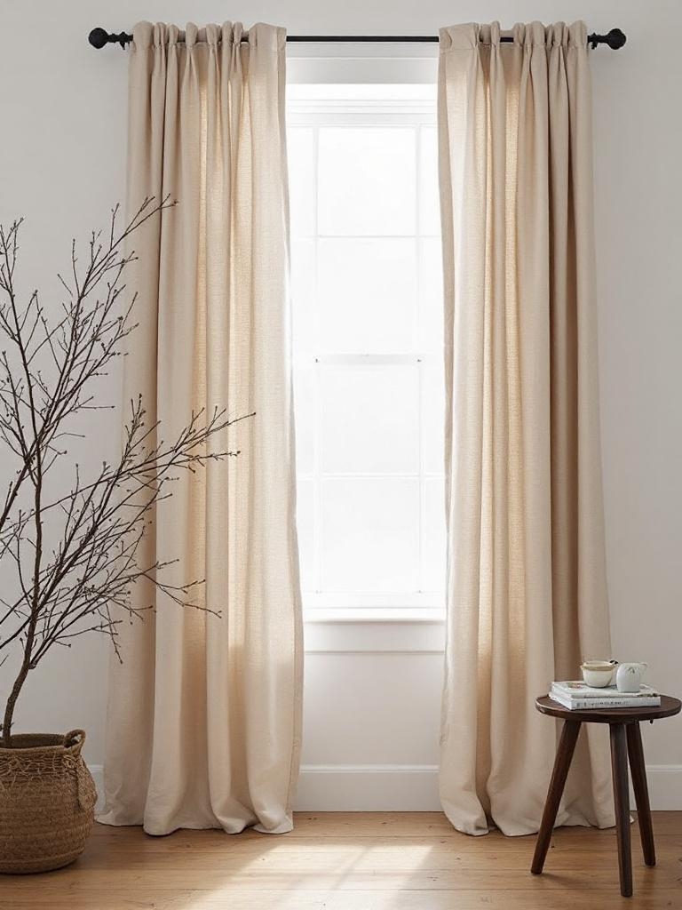 12 Minimalist Winter Decor Ideas for a Clutter-Free Cozy Space 11 Bare Windows, Thick Curtains