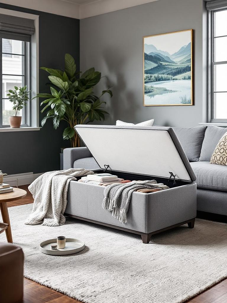 14 Smart Storage Solutions for a Tidy Winter Living Room 8 Storage Ottoman That Swallows Blankets Whole