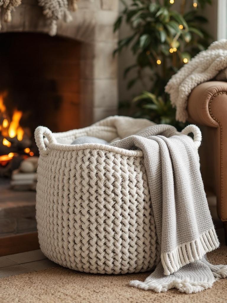 14 Smart Storage Solutions for a Tidy Winter Living Room 22 Giant Knit Basket That Breathes